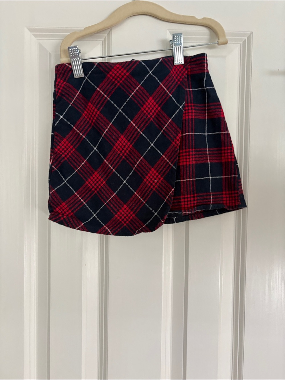Oshkosh Red and Navy Plaid Wrap Skirt